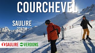 Skiing pistes Saulire and Verdons in Courchevel Les 3 Vallées 4K UHD [upl. by Ledua765]