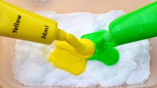 Fun Mixing Paint and Fake Snow  Will It Slime [upl. by Beller]