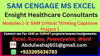 Module 13 SAM Critical Thinking Capstone Project 1c Cengage Excel Ensight Healthcare Consultants [upl. by Eirb]