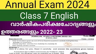 Class 7 English annual Exam question paper with answers 2024 annualexam2024 [upl. by Aelrac]