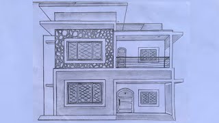 House Drawing  Duplex Design  One Point Perspective Drawing [upl. by Gabrielli]