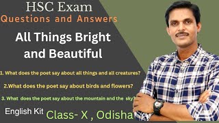 All Things Bright and Beautiful  Comprehension Questions and Answers  HSC EXAM Odisha [upl. by Orazal966]