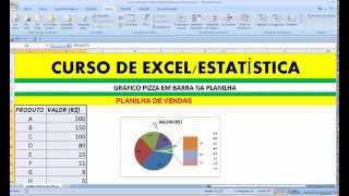 Como criar fazer elaborar Gráfico Pizza mostrando Barras na Planilha Aula do Curso de Excel [upl. by Esyahc135]