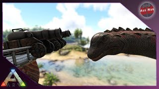 TAMING A TITANOSAUR WITH MOBILE CANNON BASE  ARK SURVIVAL EVOLVED S4E33 [upl. by Diella55]