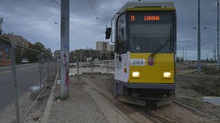 Poland Szczecin tram 11 ride from Pomorzany to Plac Rodła [upl. by Maxma]