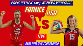 OLYMPIC WOMEN’S VOLLEYBALL LIVE  USA vs FRANCE Live Score Update  Today Paris Olympic Games 2024 [upl. by Dlaniger657]