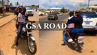 BantsWithBanti WALKING DOWN GSA ROAD IN LIBERIA ANGLERS BAR AND RESTAURANT 2021 TRAVEL VLOG🇱🇷 [upl. by Maggie]