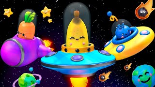 Baby Fruit Dancing in a SPACE ADVENTURE 🍎🍊🍋‍🍏🍇 Sensory Video [upl. by Ariday]