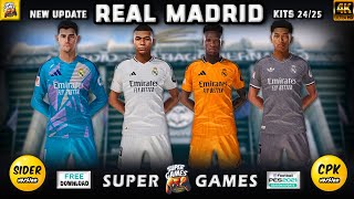 Real Madrid New Kits Season 2425  Sider amp CPK  PES 2021  Football Life 2024  All Patches [upl. by Kilan761]