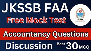 Accountancy MCQ  Discussion  Best 30 MCQ  For JKSSB FAA exam  By Ishaan Gupta [upl. by Dalia169]