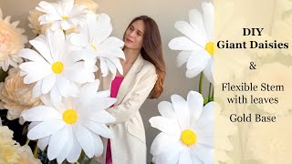 Giant Paper Daisy Tutorial StepbyStep DIY  Paper Flower Craft Guide [upl. by Eyks910]