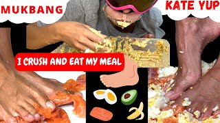 HUGE MUKBANG  SALMON RAW EGGS AVOCADOS BANANA ETC… 🦶 [upl. by Shanley]