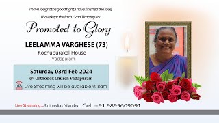 FUNERAL SERVICE OF LEELAMMA VARGHESE 73 LIVE   RINIMEDIAS NILAMBUR 91 9895609091 [upl. by Hunger]