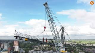 Spectaculaire beelden uit Zoetermeer 90 meter hoge torenkraan wordt met 500 tonner afgebroken🏗️ [upl. by Imeaj]