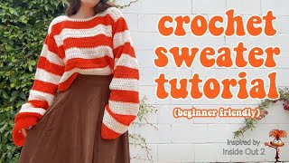 Crochet Striped Sweater Tutorial │ Beginner Friendly Inside Out 2 ANXIETY Inspired Sweater [upl. by Alexandra604]