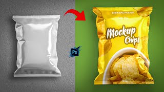 Easily Create chips packet Mockup In Photoshop  Restart Graphics [upl. by Hakvir]