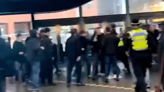 Reading and Bristol Rovers fans meet at Reading train station 👊🏼 [upl. by Trixie]