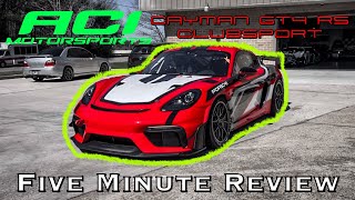 Porsche Cayman GT4 RS Clubsport  5 Minute Racecar Review [upl. by Htidirem549]