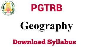 PG TRB Geography Syllabus Download Pdf [upl. by Merfe596]