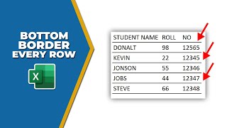 How to put a bottom border on every row in excel [upl. by Nitsed]