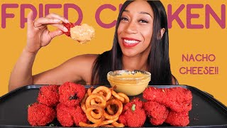 NACHO CHEESE HOT CHEETO FRIED CHICKEN MUKBANG [upl. by Edson761]