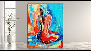 Abstract Painting Easy for Beginners Abstract Figurative Painting in Acrylics MariArtHome [upl. by Adnilreh]