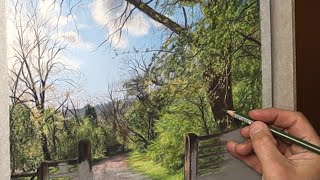 Pastel Painting Tutorial Landscape Painting with Pastels Easy Way Trees and leaves  Part 2 [upl. by Nosnehpets]