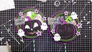 FREE Halloween shaker cake topper with lights SVG  Paper crafts  Bearly Art  Live CraftAlong [upl. by Ardisi]