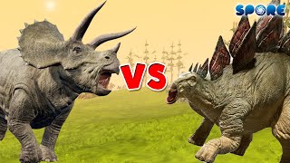 Stegosaurus vs Triceratops  Dino Deathmatch S1E3  SPORE [upl. by Amitak]