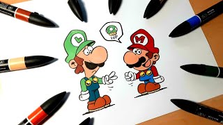 Dessin facile Mario et Luigi [upl. by Honoria]