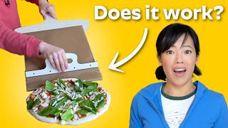 Does The SLIDING Pizza Peel Work  Kitchen Gadget Test [upl. by Nabatse]