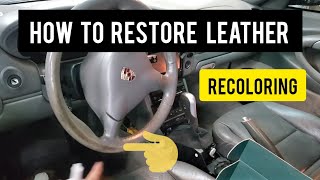 How to Restore Recolor Leather Steering Wheel Porsche 911 project [upl. by Aneetsyrk]