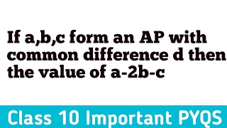 If abc form an AP with common difference d then the value of a2bc [upl. by Caldeira]