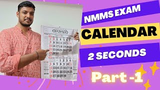 NMMS CALENDAR MAT EXAM 20222023  CALENDAR PROBLEMS COMPETETIVE EXAM  SHORT TRICK CALENDARNMMS [upl. by Inacana]