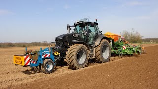 DeutzFahr 7250 TTV Warrior et Amazone Cirrus 4002  Semis de lin 2018 [upl. by Eylrac]