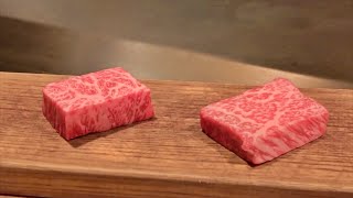 Kyotostyle iron plate sirloin steak medium rare  teppanyaki in Japan [upl. by Nikral596]