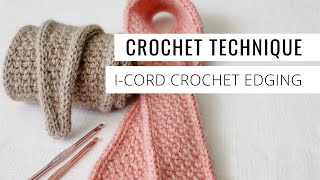 Crochet ICord Edging  Easy Applied ICord Border [upl. by Doreg]