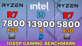 R7 7800X3D VS I9 13900K VS R7 5800 X3D vs R9 7950 X3D VS I5 13600K 1080P GAMING BENCHMARK [upl. by Nwadrebma206]