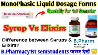 syrup vs elixirdifference between syrups and elixirssyrup and elixir in hindi pharmaceutics drx [upl. by Lyons]