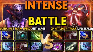 INTENSE HARD CARRY BATTLE  Fast Farm Speed Anti Mage Vs OP Hit Like A Truck Lifestealer DotA 2 [upl. by Hitoshi]