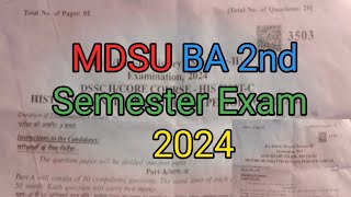 🔥MDSU BA 2nd Semester Exam 2024 BA Exam paper 2024 BA [upl. by Nahseez]