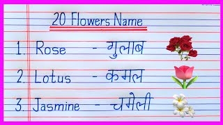 20 Flowers Name In English and Hindiflowers nameflower namephoolon ke naamफूलों के नाम [upl. by Aynom]