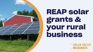 REAP solar grants amp your rural business August 2023 [upl. by Nosretep]