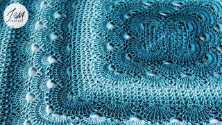 Victorias German Shells Blanket  How to crochet a blanket  Virus and V stitch blanket  Crochet [upl. by Alverson]