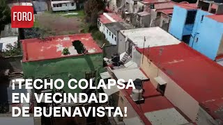 Así se ve desde el aire el colapso del techo en una vecindad en Buenavista CDMX  Las Noticias [upl. by Akinimod]