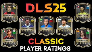 DLS 25 New Classic Player Ratings  Dream League Soccer 2025 Classic Players [upl. by Eednus]