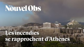 En Grèce des incendies se rapprochent dAthènes [upl. by Alletneuq]