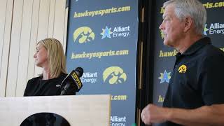 Iowas Kirk Ferentz Beth Goetz address recruiting violations [upl. by Pogah792]