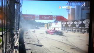 Dario Franchitti crash last lap Houston TX 10613 [upl. by Bohner207]