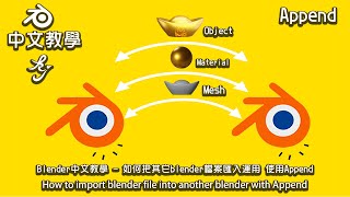 Blender中文教學 如何把其它blender檔案匯入運用 使用Append｜How to import blender file into another blender with Append [upl. by Rehpotsihrc]